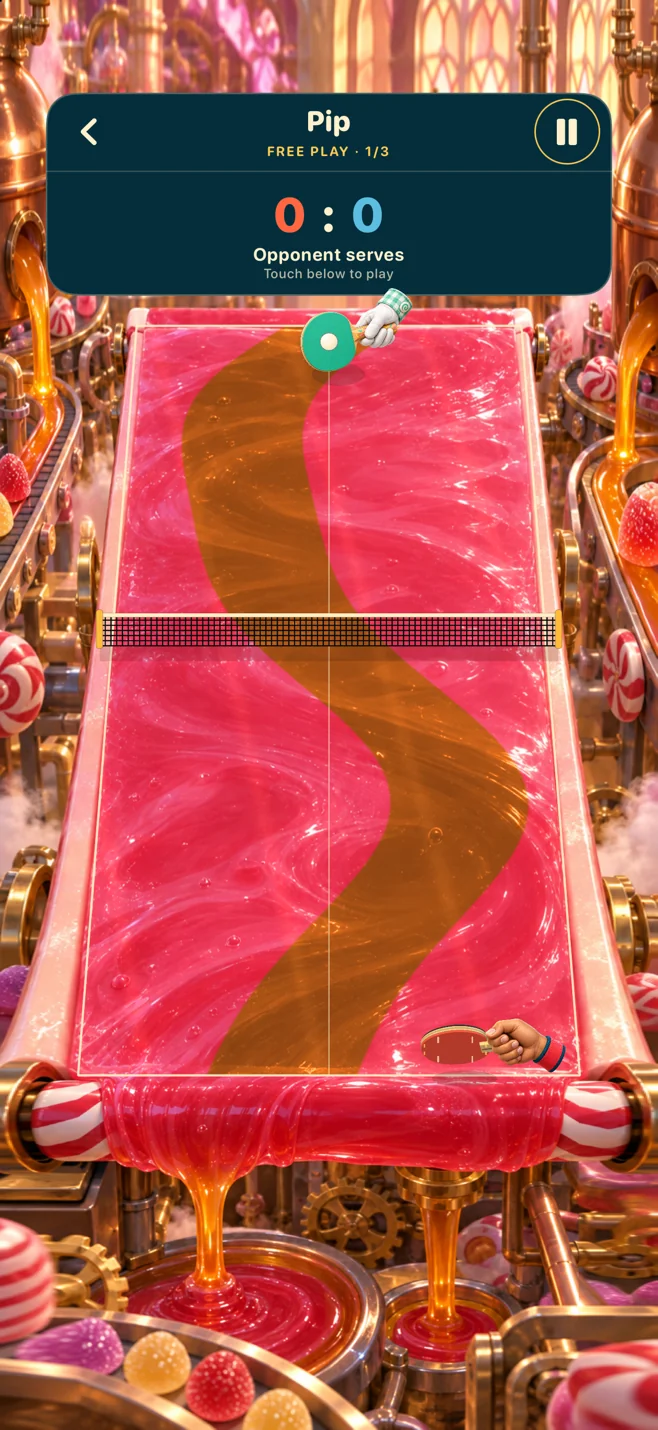 Candy Factory gameplay with flowing pink jelly and caramel